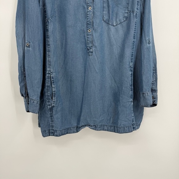J Jill Womens Denim Chambray Tunic Pockets Size XL Jean Shirt Tunic Collared - Picture 3 of 13